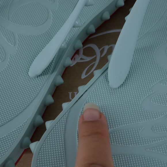 Christian Louboutin 40 Super Loubi Flip Donna Iceburg Blue Spike Flip Flops E849 - Picture 9 of 12